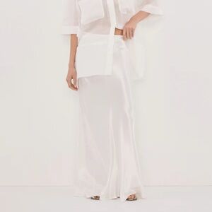 DISSH CHARLI WHITE SATIN MAXI SKIRT